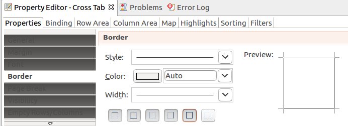 BIRT report Crosstab border styles