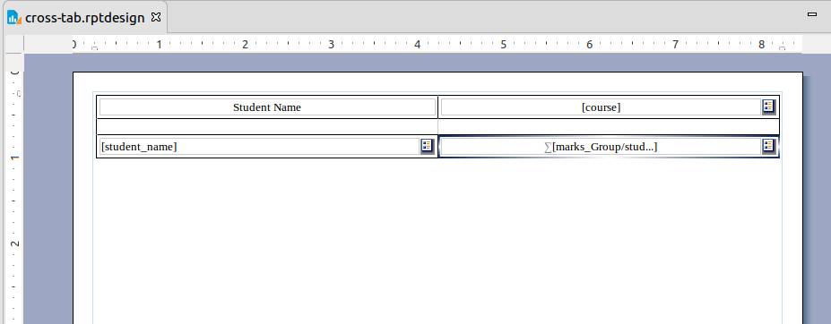 BIRT report Crosstab data binding template