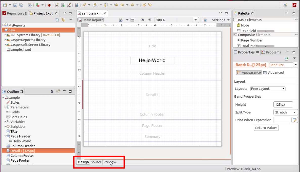 Create a new Jasper report